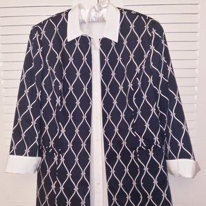 Talbots Brand Woman Navy Blue and White Over Jacket Size 12